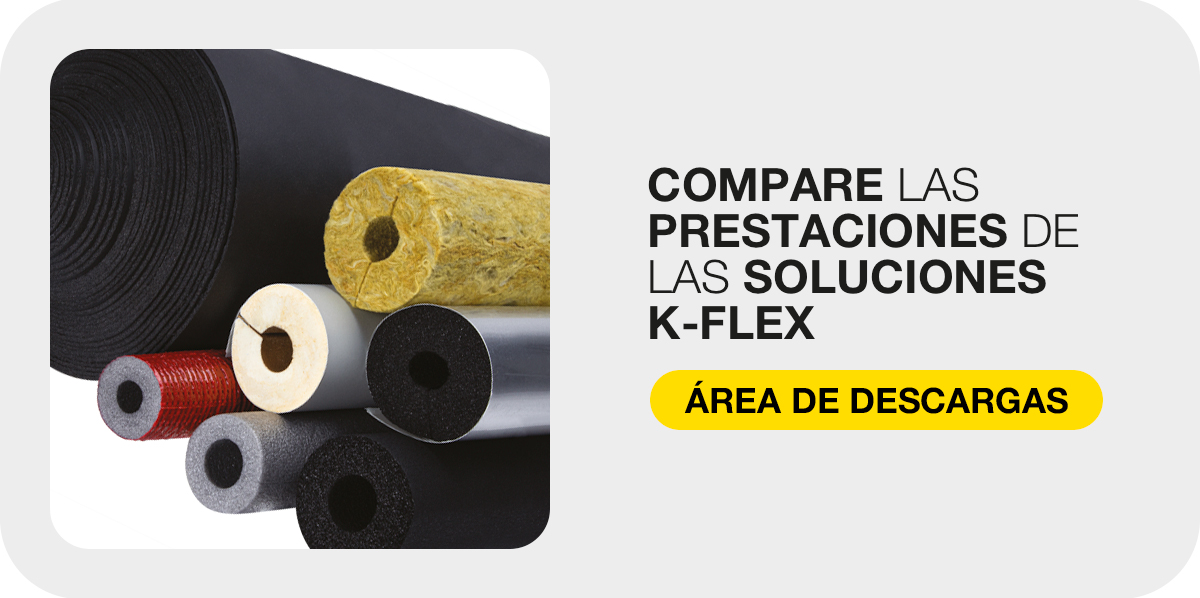 Muestras de aislamiento K-FLEX para comparar prestaciones de soluciones de aislamiento.