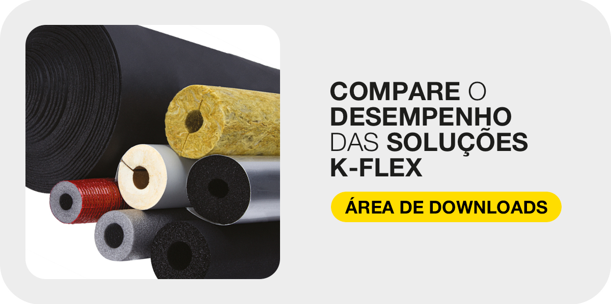 Grafico de chamada para acao com rolos de material isolante para comparar o desempenho das solucoes K-FLEX.
