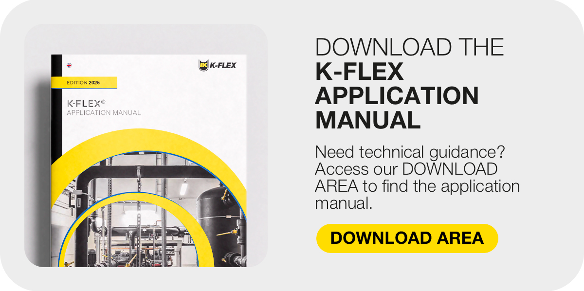K-FLEX call-to-action banner inviting users to download the application manual for technical guidance.