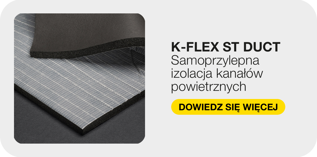Samoprzylepne płyty K-FLEX ST DUCT do izolacji kanałów powietrznych.