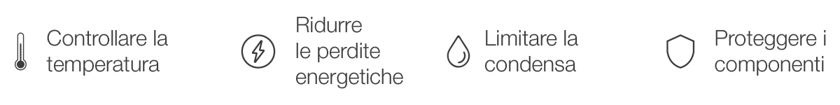 Icone K-FLEX sui benefici del corretto spessore di isolamento.