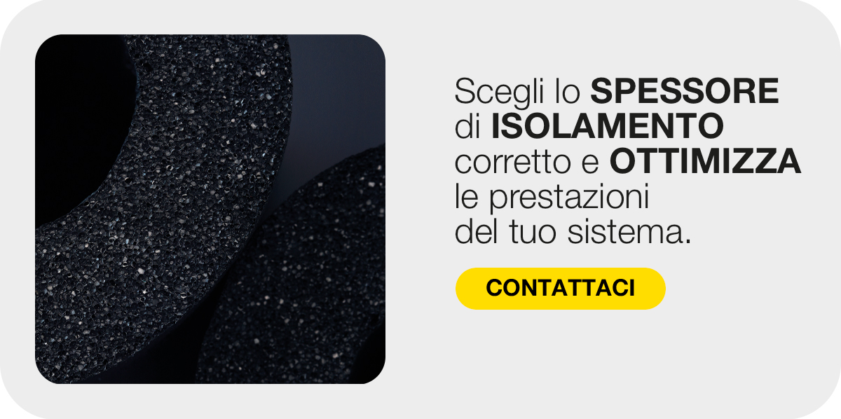 Banner K-FLEX con materiale isolante e CTA per lo spessore corretto.
