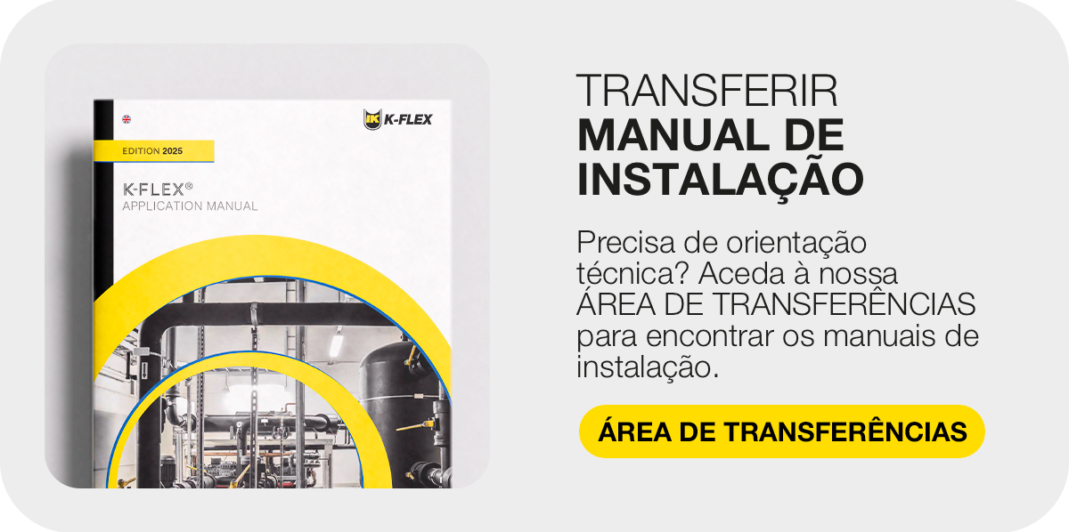 Cartão promocional da K-FLEX para transferir o manual de instalação na área de transferências.